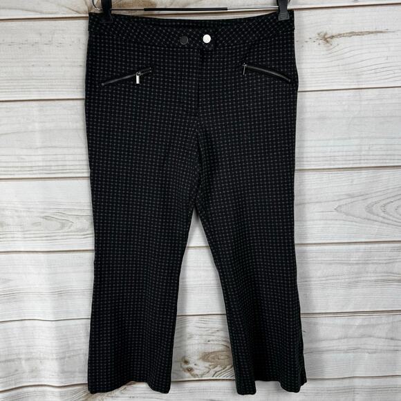 Time And Tru Black & Gray Plaid Stretch Ponte Pants Size 14 - Picture 1 of 8